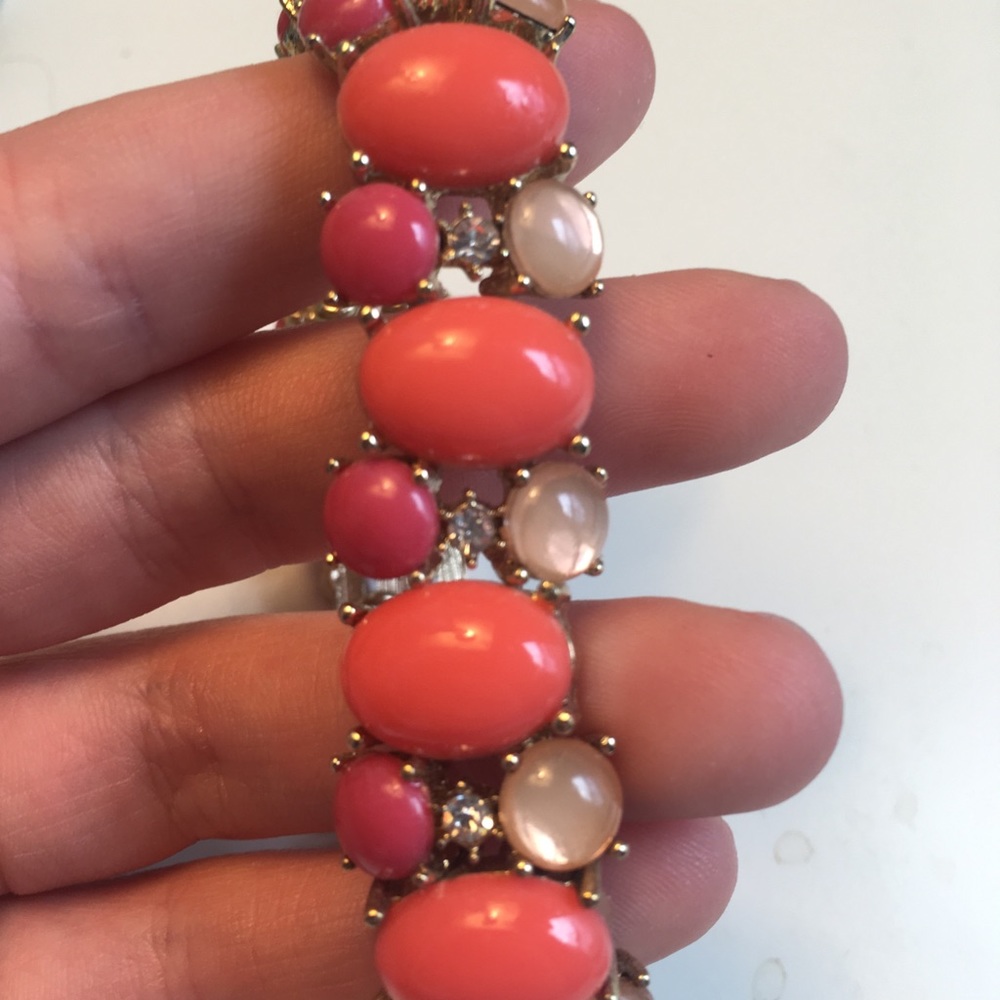 Orange pink and gold stretchy j crew bracelet